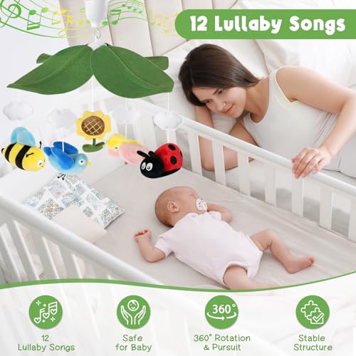 Garden Friends Crib Mobile with 3-Mode Music Box