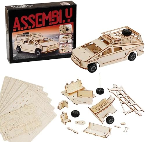 Cyber Truck 3D Wooden Puzzle Kit - 92 Pieces
