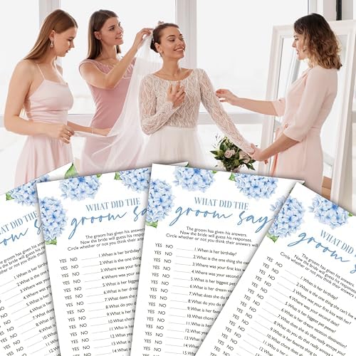 Blue Hydrangea Bridal Shower Game Cards 25 pcs