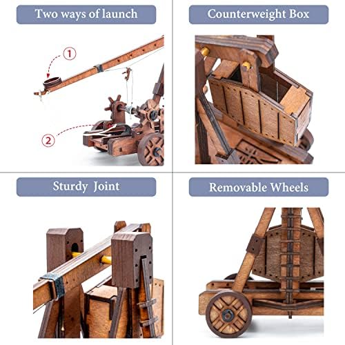 DIY 3D Wooden Trebuchet Puzzle Kit for Adults