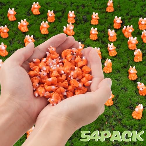 54Pcs Mini Resin Fox Figurines Set Decor Accents