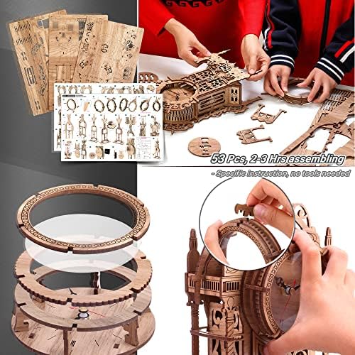3D Wood Puzzle LED Tower Clock DIY