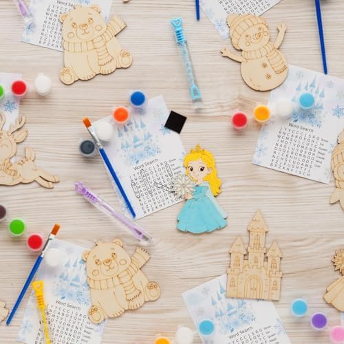 VENUSFIT Frozen Party Favors for Kids 12 PCS Wooden Crafts