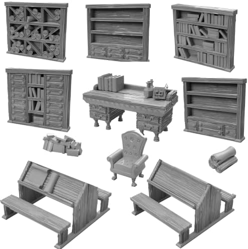 3DEGOS DD Terrain Library Furniture Set 28mm
