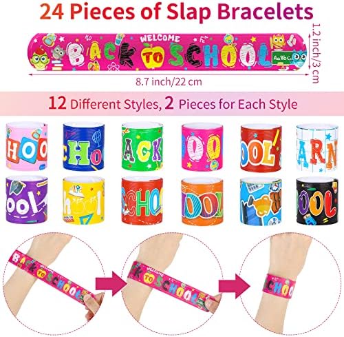 Durony 24 Welcome Back to School Pencils and Bracelets Set 12 Styles
