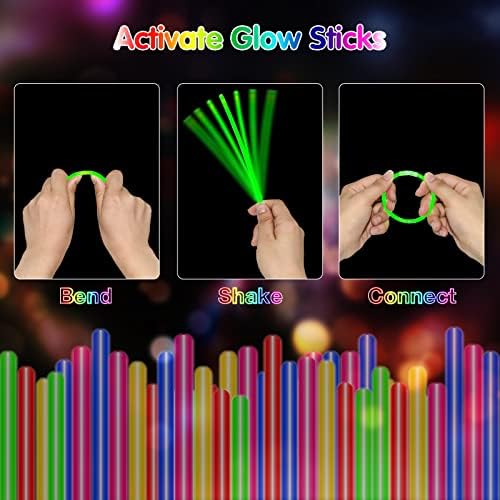 100 Ultra Bright Glow Sticks Bulk Pack for Parties
