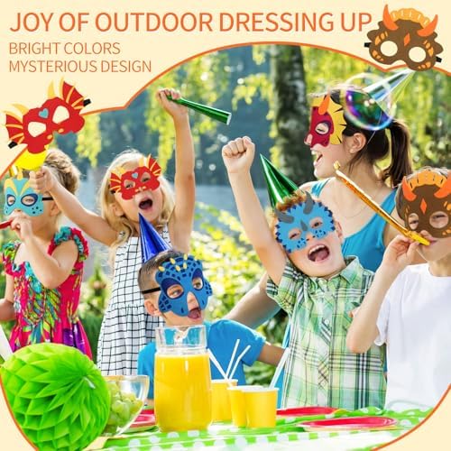 30-Pack Dinosaur Masks for Kids Birthday Party Supplies