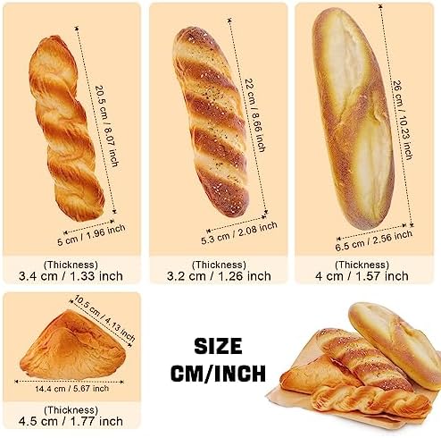 Woration 4pcs Artificial French Bread Display Set