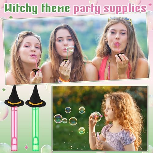 Civaner 24 Pcs Witch Hat Bubble Wand Set