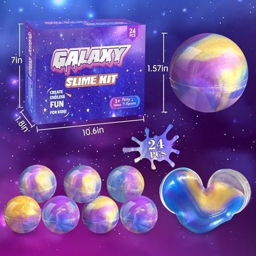 24 Pack Galaxy Slime Party Favors for Kids