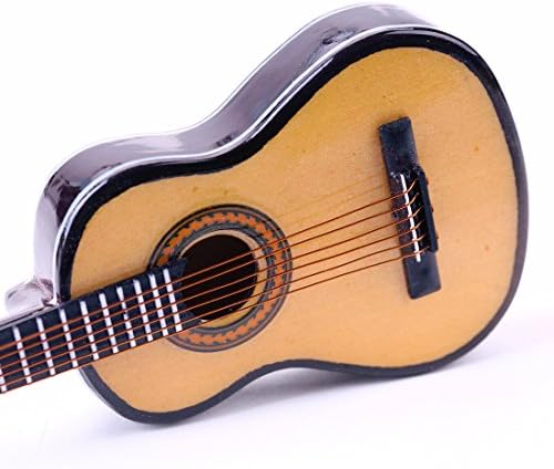 Wooden Miniature Guitar with Stand and Case Musical Decor