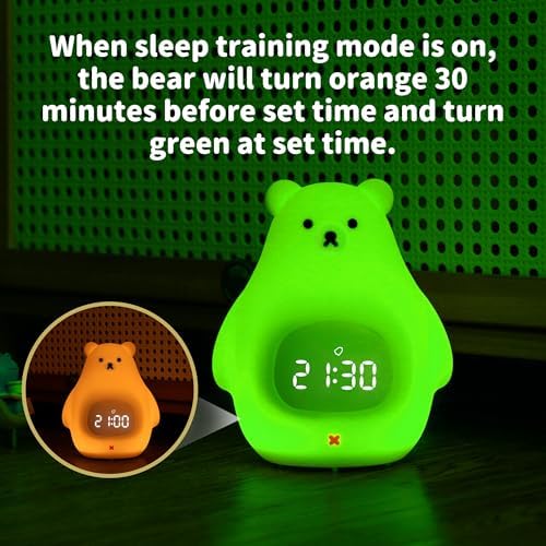 Smart Kids Alarm Clock Lamp with App Control and Green Night Light
