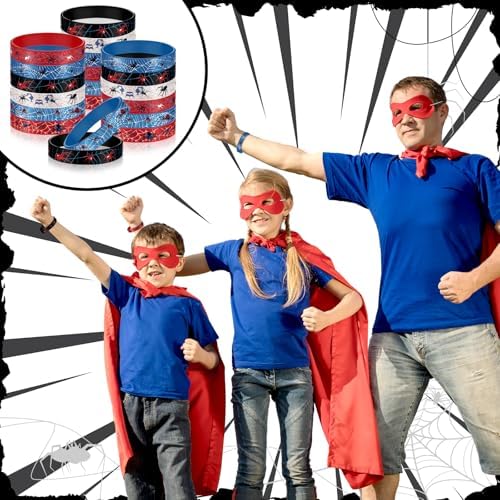 Ecally 24pcs Spider Silicone Wristbands for Halloween and Birthday Parties