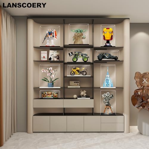 LANSCOERY Acrylic Display Case for Collectibles 10x6x6 Inch Black Base
