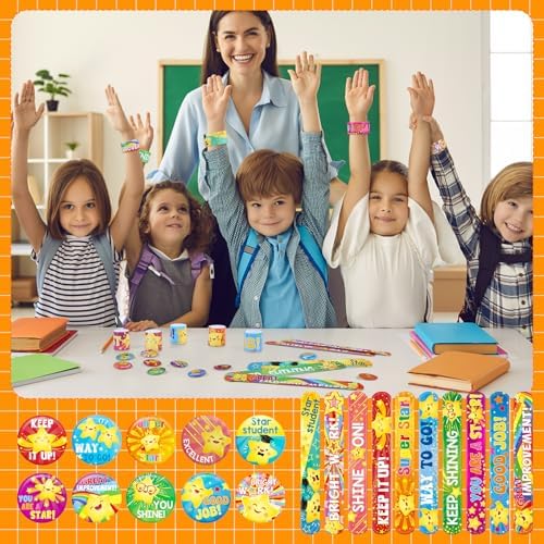 60 Pcs Star Slap Bracelets Classroom Rewards