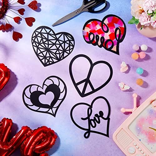 Chinco 18 Piece Heart Paper Suncatcher Craft Kit for Valentines Day