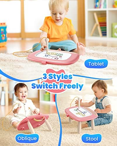Seimome Magnetic Drawing Board for Toddler Girls 1-3 Years Pink