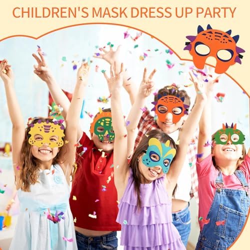 30-Pack Dinosaur Masks for Kids Birthday Party Supplies