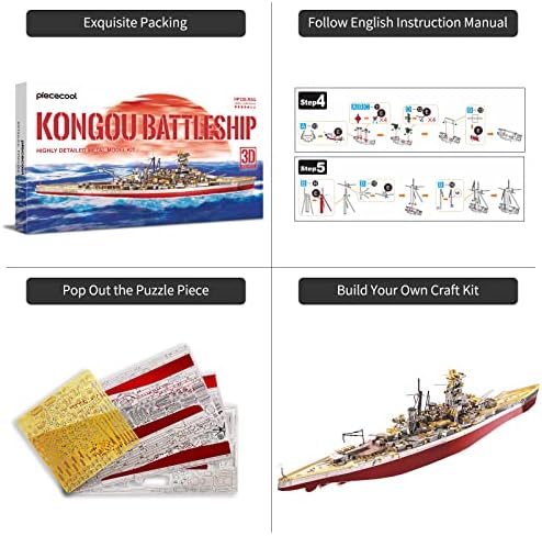 Piececool 3D Metal Battleship Puzzle Kit Kongou Warship 350 Pieces Adult DIY Craft