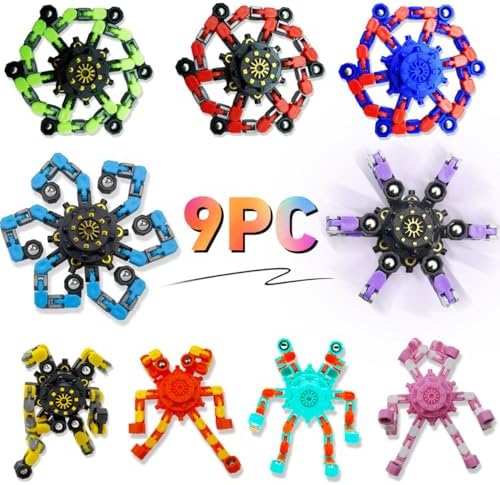 Transformable Fidget Spinners - 9PC Set for Kids and Adults