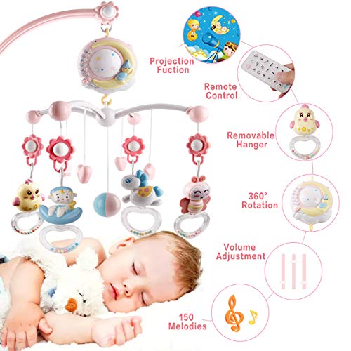 BOBXIN Musical Crib Mobile with Projector and Night Light