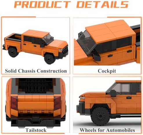 Speed Champions Building Blocks - Classic Orange Pickup Truck Kit 445PCS