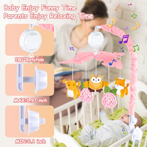 Baby Crib Mobile with Music Lights and Remote Control