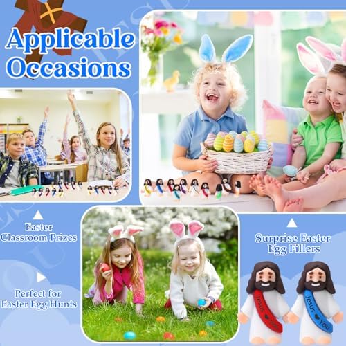 Bememo 100 Pcs Little Jesus Figures Rubber Toy Set