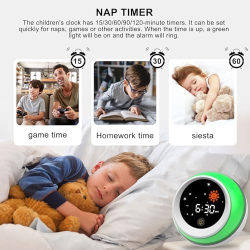 Kids Alarm Clock with Sound Machine and Night Light