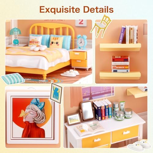 DIY Miniature House Kit with LED Lights and Dustproof Doors