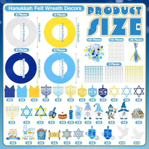 472 Pcs Hanukkah Wreath Craft Kit DIY Decorations