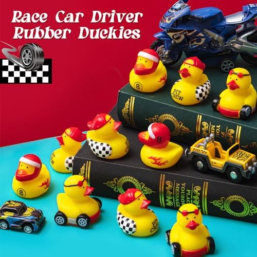 Shappy 50 Piece Race Car Driver Rubber Ducks for Kids