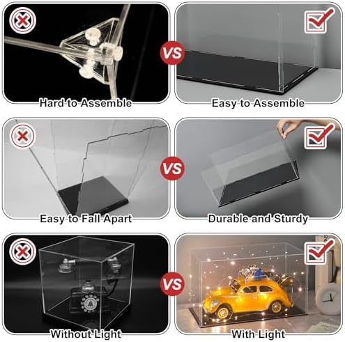 LANSCOERY Acrylic Display Case for Collectibles 10x6x6 Inch Black Base