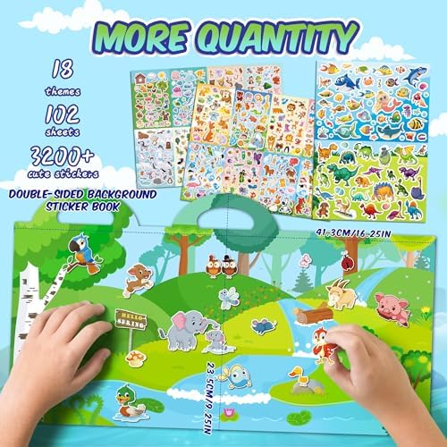 3200 PCS Cartoon Animal Stickers for Kids