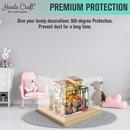 Hands Craft Miniatures Display Case with Acrylic Cover and Wooden Base