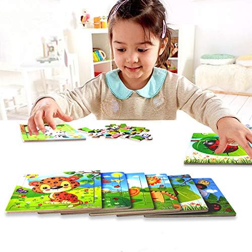 SANNIX 12 Pack Wooden Animal Jigsaw Puzzles for Kids