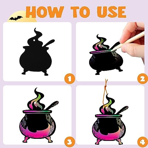 JOYIN Halloween Rainbow Scratch Art Craft Kit 72 Pieces