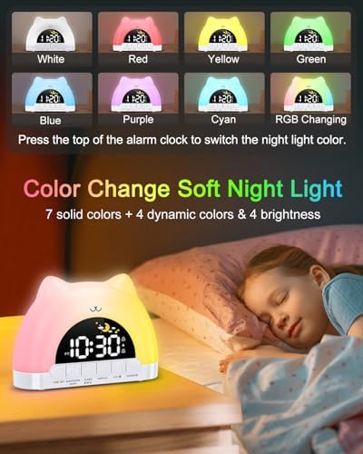 Ankilo Kids Alarm Clock with Night Light and Dual Alarms