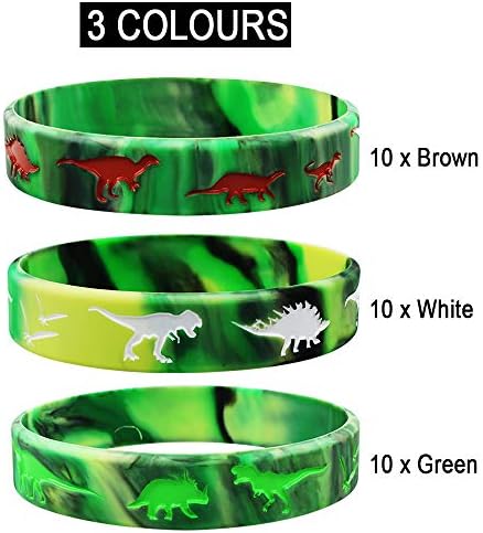 30 Pack Dinosaur Silicone Wristbands for Kids Party Favors