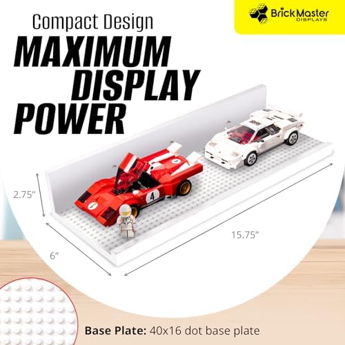 16in Floating Shelves for Building Block Display - White 2-Pack