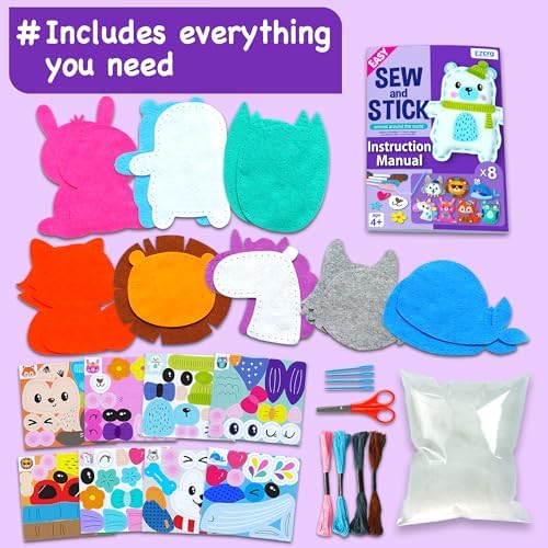 EZCRA Sewing Kit for Kids - 8 in 1 Craft Set