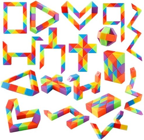 Fidget Snake Cube Rainbow Twist Puzzle Toy for Kids and Adults