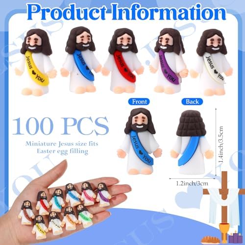 Bememo 100 Pcs Little Jesus Figures Rubber Toy Set