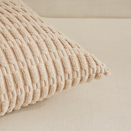 Soft Plush Striped Corduroy Throw Pillow Covers