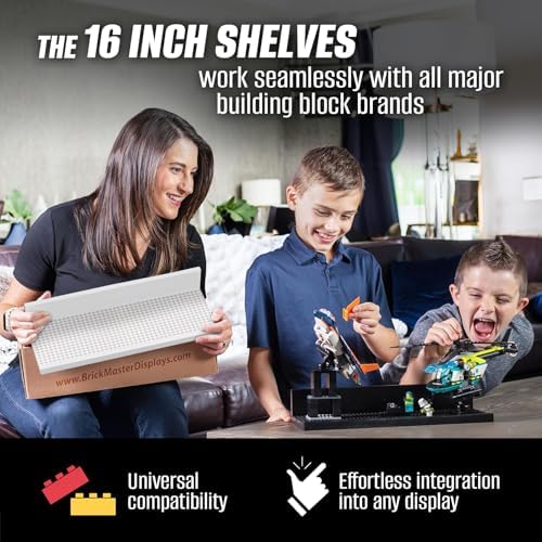 16in Floating Shelves for Building Block Display - White 2-Pack