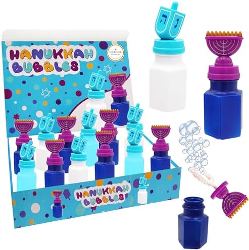 The Dreidel Company Hanukkah Neon Bubble Maker Pack of 12