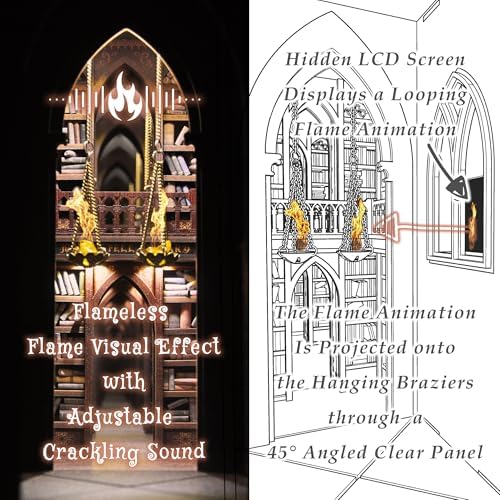 DIY Book Nook Kit with Flame Illusion and Magic Spell