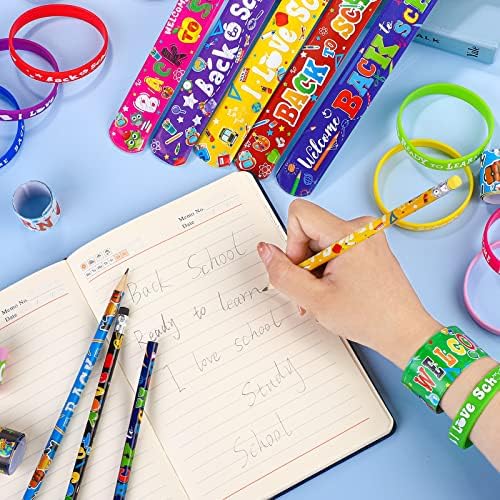 Durony 24 Welcome Back to School Pencils and Bracelets Set 12 Styles