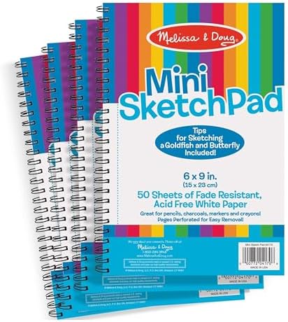 Melissa Doug Mini-Sketch Spiral-Bound Pad 4-Pack