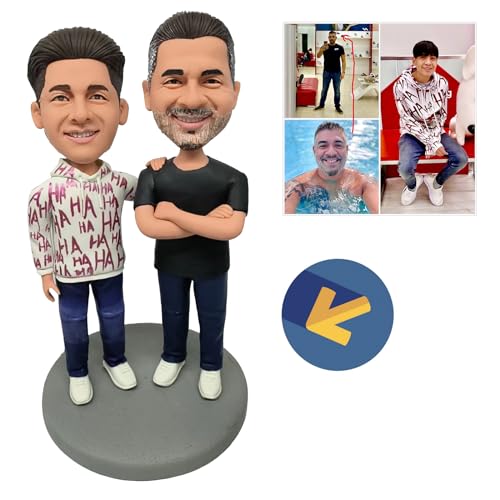 Custom Bobble Head Figurine Father and Son Handmade Sculpture Gift